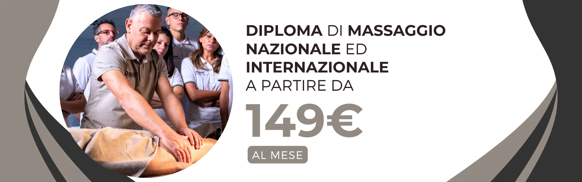 Corso professionale di massaggio con Diploma Nazionale e Internazionale DIABASI a partire da 149 euro al mese