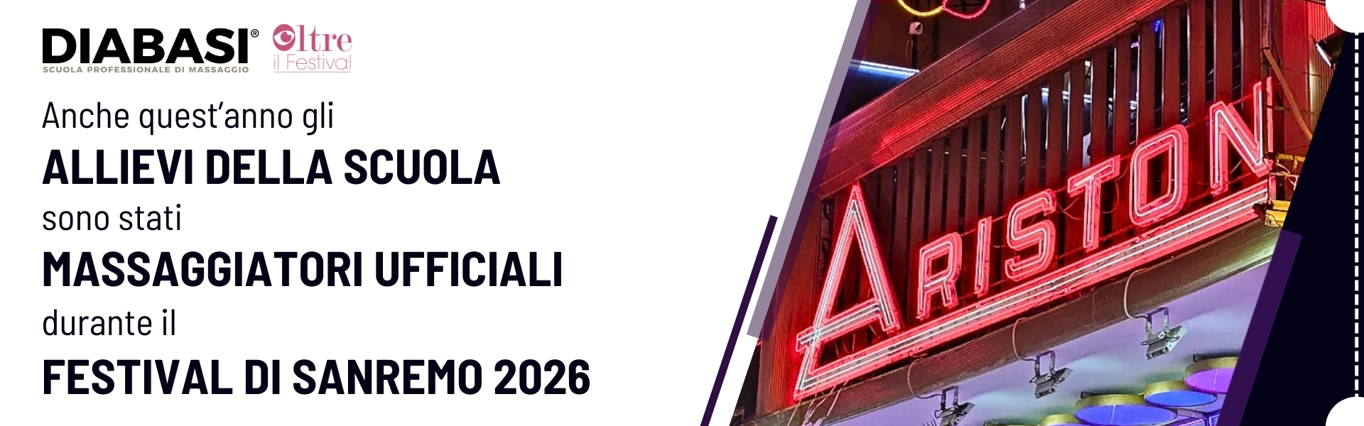 allievi della scuola diabasi massaggiatori ufficiali durante il festival di Sanremo 2026