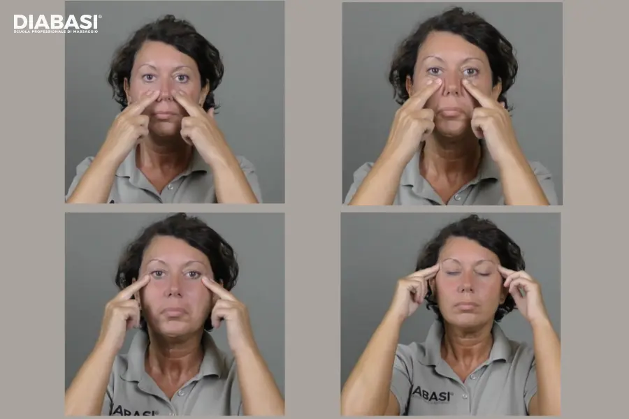 Sequenza di 4 esercizi di face yoga e ginnastica facciale attiva per il massaggio viso lifting.